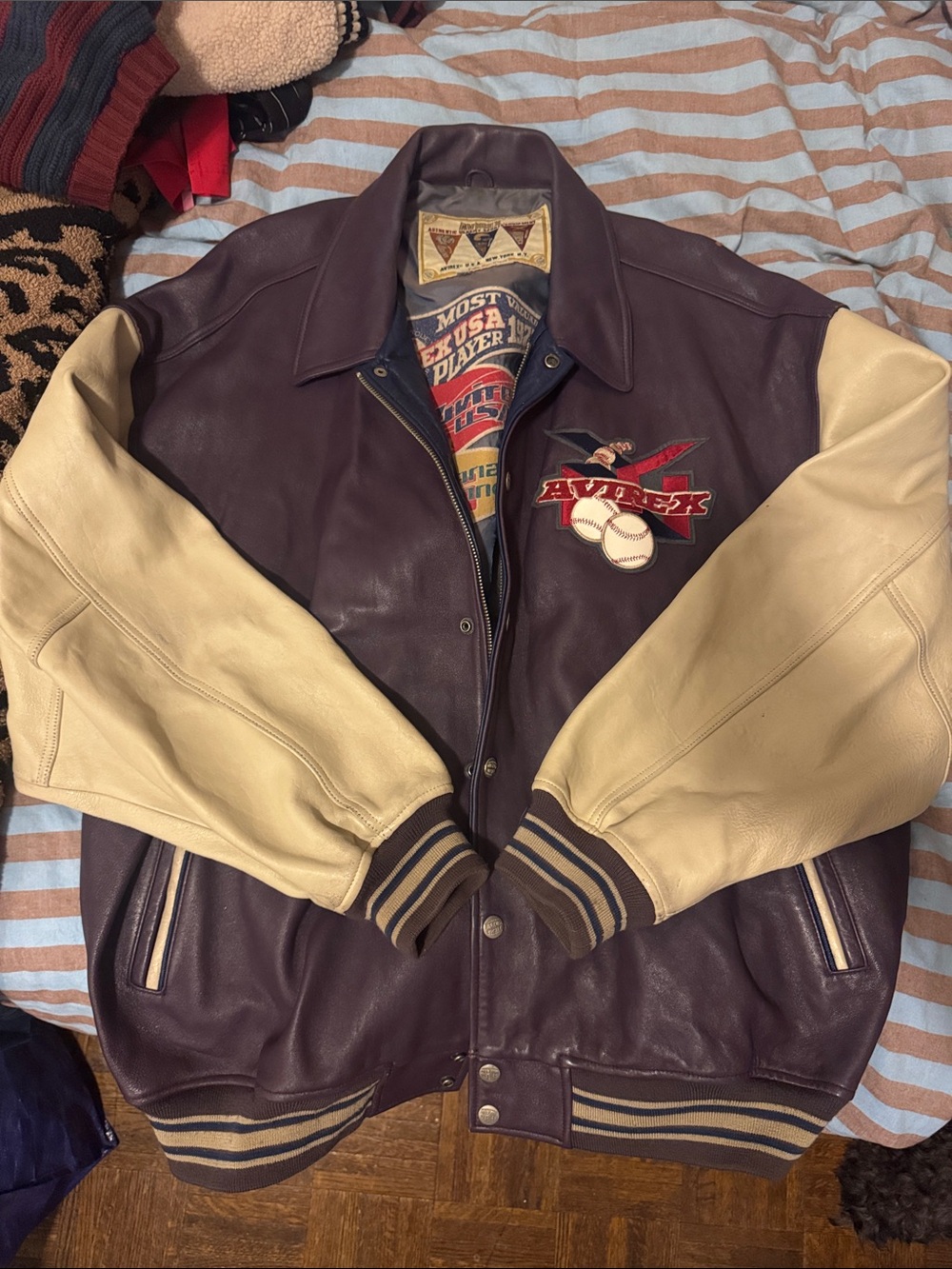 Vintage Two-Tone Leather Varsity Jacket